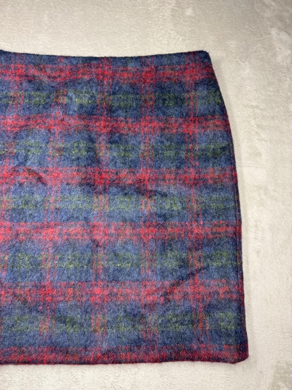 Talbots Wool Alpaca Blend Plaid Red Green Blue Straight Academia Mini Skirt 16 - Picture 4 of 15